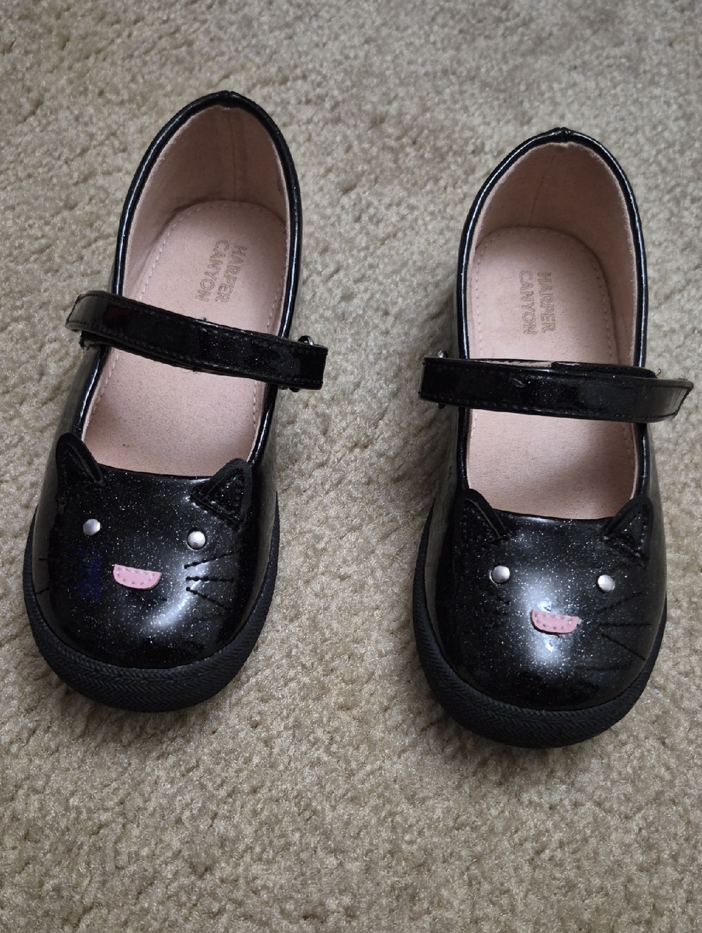 Harper Canyon Black Sparkle Cat Mary Jane Shoes